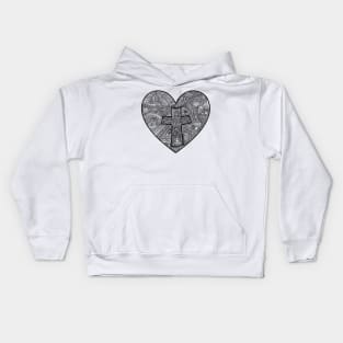 A heart with a cross inside, a description of the way of the Savior Jesus Christ Kids Hoodie